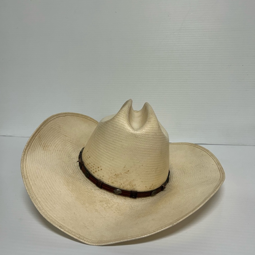 Resistol George Strait Cowboy Hat Natural Straw Long Oval Size 7 Self Conforming